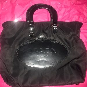 Authentic Prada Tessuto Print Black Bag